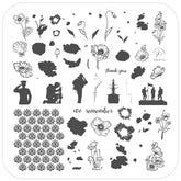 We Remember (CjSH-72) Steel Nail Art Medium Stamping Plate